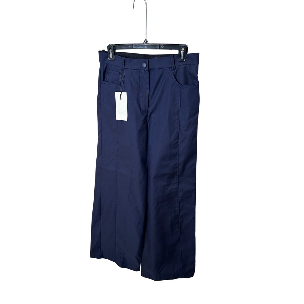 Zara Navy Blue Wide Leg High Waisted Technical Pants NWT Size Small 26